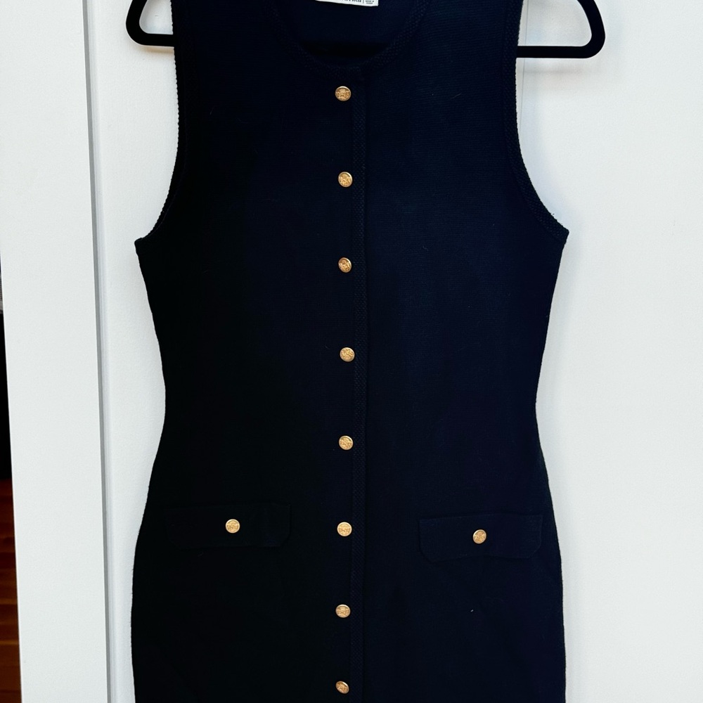 Abercrombie & Fitch Black Mini Dress with Gold Buttons